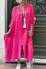 Casual Solid Asymmetrical Turndown Collar Irregular Dresses(4 Colors)