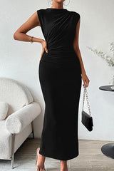 Sexy Simplicity Solid Fold O Neck One Step Skirt Dresses(8 Colors)