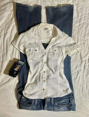 White Old School Route Button-Up Shirt