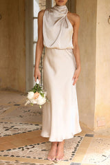 Elegant Solid Fold Turtleneck One Step Skirt Dresses