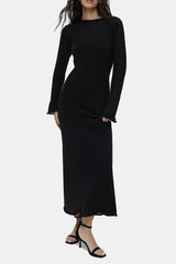 Casual Solid Hollowed Out O Neck Long Sleeve Two Pieces