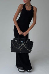 Casual Simplicity Solid Ripped O Neck One Step Skirt Dresses