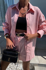 Casual Solid Color Buttons Patchwork Turndown Collar Long Sleeve Two Pieces(No Belt)(3 Colors)