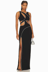 Pearl Embellished Jersey Maxi Dress