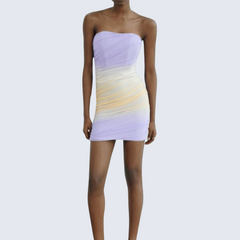 Ombre Ruching Strapless Mini Dress