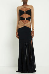 Pineapple-Embellished Cut-Out Maxi Dress