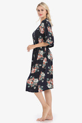 Long Sleepwear Sexy Cotton Print Robe