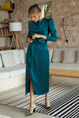Steal Your Heart Satin Midi Dress