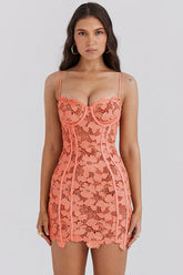Ilayda Embroidered Floral Lace Mini Dress