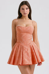 Rosalinda Pink Jacquard Bow Mini Skirt