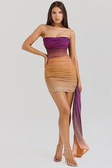 Ombre Mesh Strapless Mini Dress