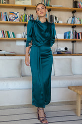 Steal Your Heart Satin Midi Dress