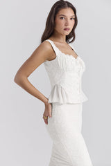 Jean Embroidery Ruffle Top