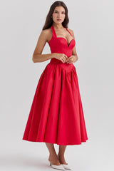 Coquette Scarlet Halter Midi Dress