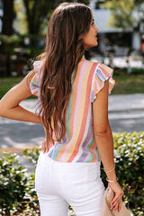 Take It Easy Colorful Striped Top