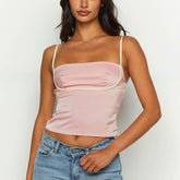Pink Square Neck Strap Top
