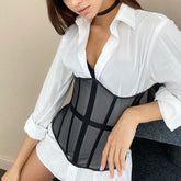 Black External Under-bust See through Corset
