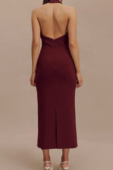 Annita Crepe Halter Midi Dress