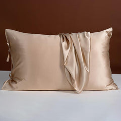 25 Momme Silk Pillowcase with Bow Ties - Champagne
