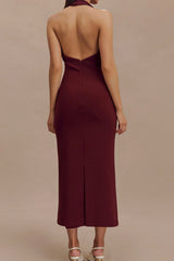 Annita Crepe Halter Midi Dress