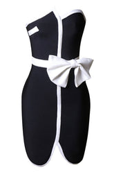 Strapless Bow Tie-Off Bandage Dress