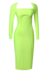 Samantha Fluorescent Green Long Sleeve Dress