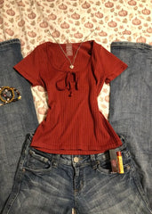 Vivid Auburn Red Snatched Top