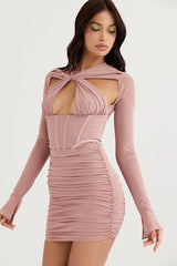 Rose Print Corset Mini Dress