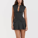 Pleated Skirt Mini Corset Dress