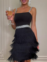 inostorâ„?Suspender Fringe Mini Dress