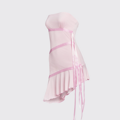 Pink Mini Dress With Ribbon Details