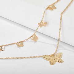Boho Multi Butterfly Gold Beaded layered Necklace