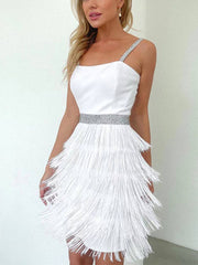 inostorâ„?Suspender Fringe Mini Dress