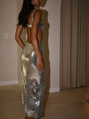 inostorâ„?Sequin Cut Out Maxi Dress