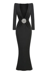 Cutout Crepe V-Neck Dress