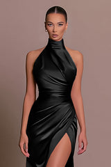 inostorâ„?Halter neck sleeveless slit slimming dress