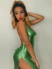 inostorâ„?Glitter Party Side Slit Backless Mini Dress