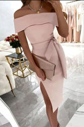 inostorâ„?Fashion Solid Patchwork Off the Shoulder One Step Skirt Dresses(5 colors)