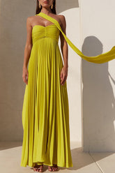 inostorâ„?Pure color strapless pressed pleated dress