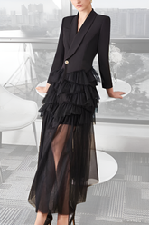 inostorâ„?Mesh splicing suit evening dress