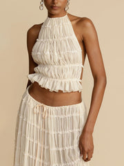 inostorâ„?Charm Pleated Drawstring Waist Tiered Maxi Skirt