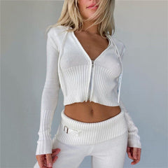 Ivory Two-Piece Knit Sweatsuit Set