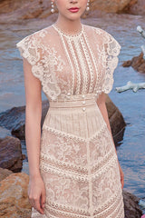 inostorâ„?Crochet lace elegant embroidered dress