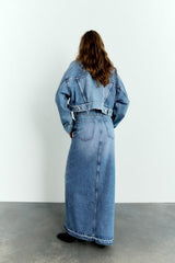 Scandanavian Style Knee Length Blue Denim Skirt