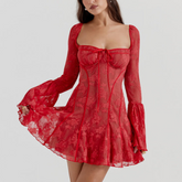 Red Vintage Lace Corset Dress