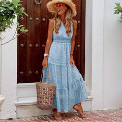 inostorâ„?Boho Lace Casual Sleeveless V Neck Elegant Party Dress
