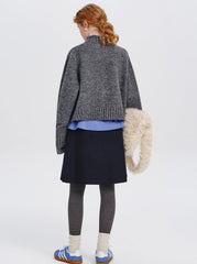 Abstract Floral Embroidered Knit Sweater