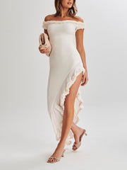 Arielle Off Shoulder Ruffle Midi Dress