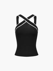 Knit Top With Contrasting Trim Strap