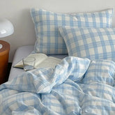 Baby Blue Plaid Bedding Set